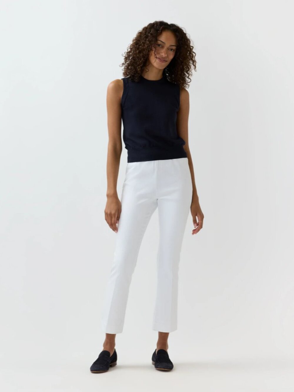 Ann Mashburn White Flare Cropped Pant in Stretched Twill Faye Womens Size XS NWT